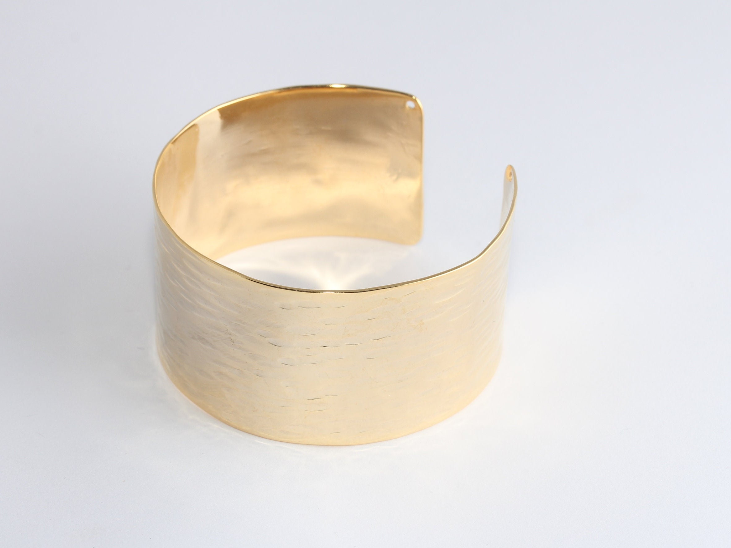 24k Shiny Gold Plated Hammered Cuff Bangle (30mm), BXB382-1 - Etsy