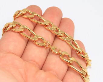 Vintage Satin Gold Curb Chain – 16mm Wide, 18" Length (V778)