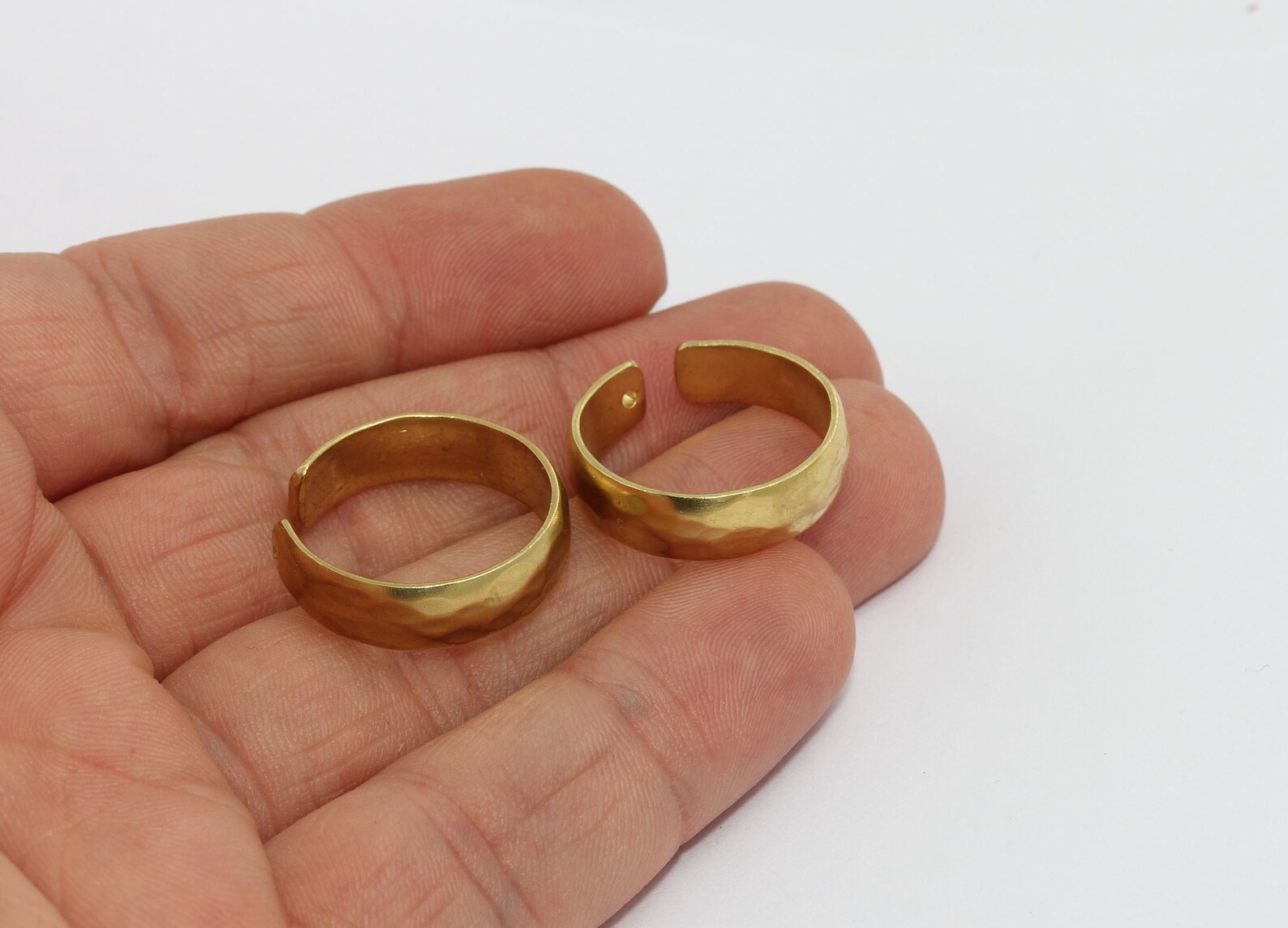 1819mm Raw Brass Hammered Flat Rings Simple Rings Etsy