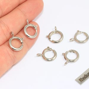 12mm Rhodium Plated Spring Clasp, Round Clasp, Ring Clasps, Silver Spring Clasp, Silver Plated Lobster Clasp, CHK158-6