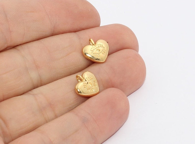 Bracelet Charms Gold Plated Findings Gold Pendant Gold Heart Charms Heart Necklace Charms MTE970 EHC 11mm 24k Shiny Gold Heart