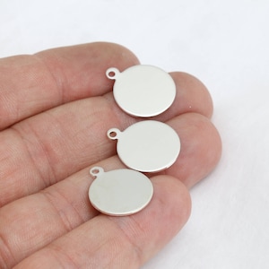 16mm Rhodium Plated Disc, Round Stamping Disc, Round Tag, Stamping Blanks, Personalized Disc, Silver Coins, Silver Plated Charms, SC, BRT277