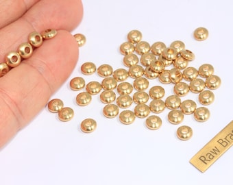 2,5x6mm Raw Brass Spacer Beads, Brass Spacers, Donut Rondelle Beads, Round Bracelet Beads, Connector Beads, Raw Brass Findings, BRT505