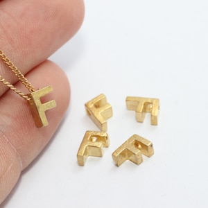 5 Pcs 6x7mm Raw Brass Letter Charms, Letter Beads, Brass Initial Charms, Letter F, Brass Charms, Mini Pendant Charms, SLDS, HRF43