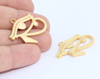 24k Matte Gold Plated Egyptian Eye of Horus Charm (25x29mm), EGH, MTE513