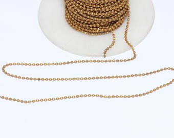 Raw Brass Ball Chain, Tiny Satellite Beaded Chain, Jewelry Making Supplies, KPT54-2