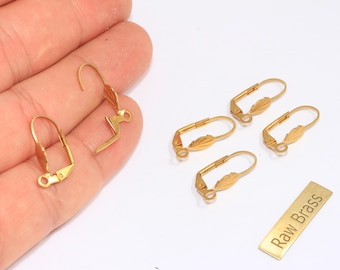 9x19mm Raw Brass Earrings, Lever Back Earrings, Lever Back Ear Hooks, Earring Findings, Earring Settings, Raw Brass Findings, CHK42