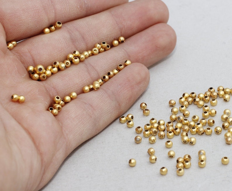 3mm 24k Matt Gold Beads Spacer Beads Hollow Beads Tiny | Etsy