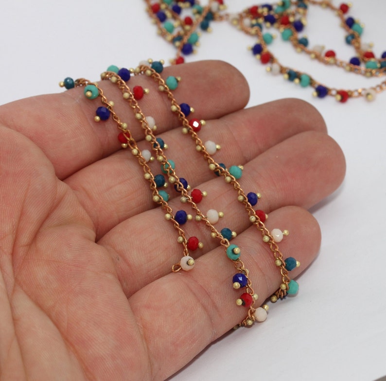 gold chain with crystal beads