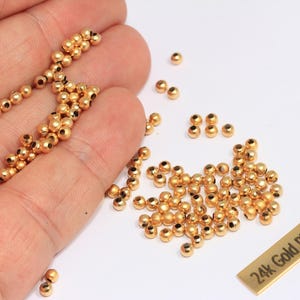 3mm 24k Matt Gold Beads, Spacer Beads, Hollow Beads, Tiny Spacer Beads, Bracelet Beads, Ball Beads, Gold Plated Findings, BRT555