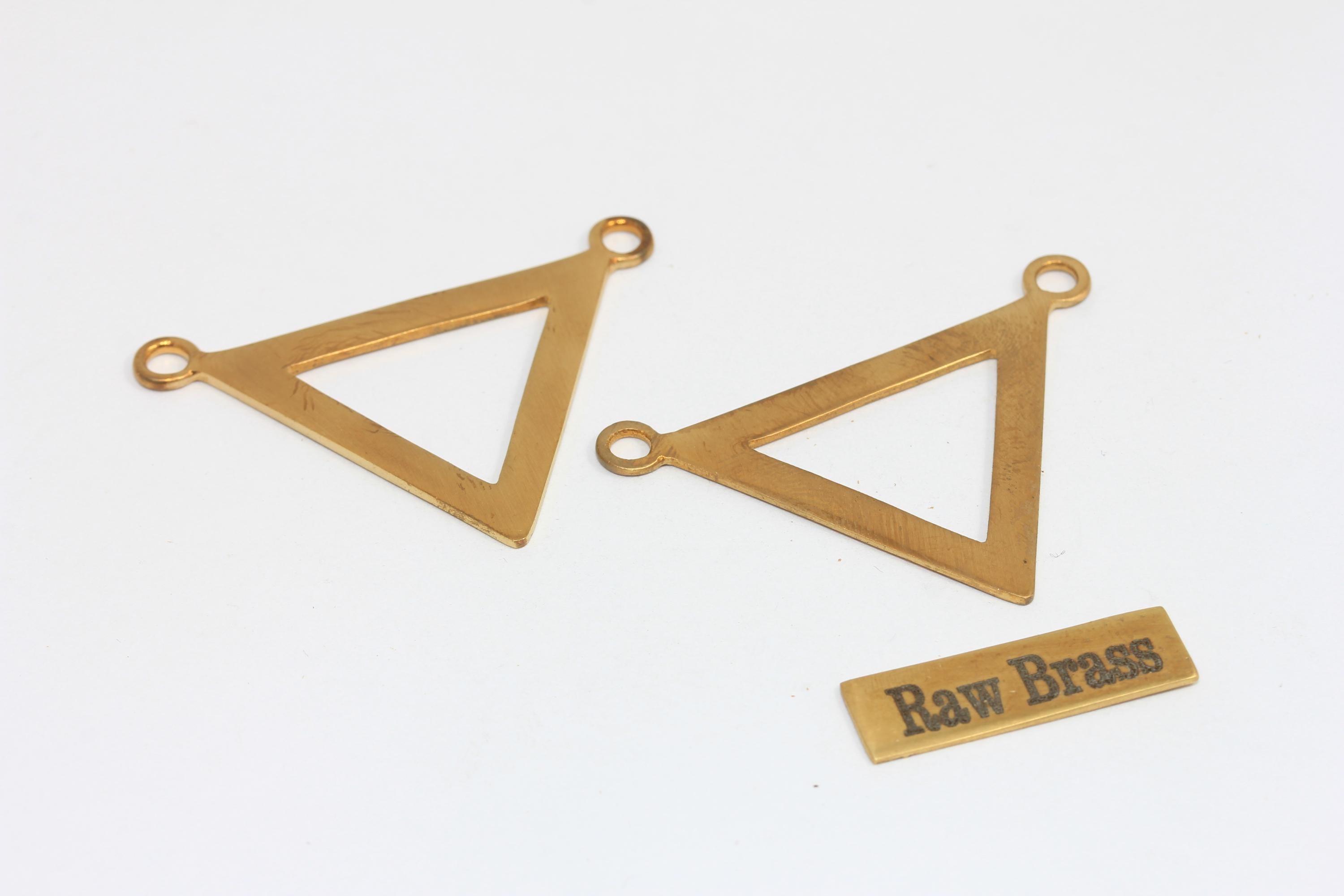 (20) Gold Plated Brass Triangle Pendants - 51mm Smooth Dangle Charms For Jewelry Making