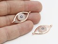 15x32mm Rose Gold Evil Eye, Micro Pave Evil Eye, Cubic Zirconia Charms, Evil Eye Bracelet, Bracelet Charms, Micro Pave Charms, ZRCN305