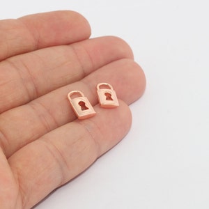 7x14mm 24k Shiny Gold Padlock Charms, Mini Lock Charms, Padlock Pendant, Lock Charm, Lock Pendant, Padlock Necklace, Charms, LP, ROSE369