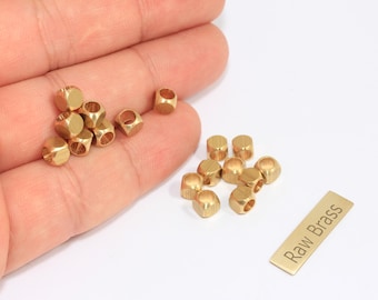 5mm Raw Brass Cube Beads, DIY Bracelet Spacer Beads, MTE1454