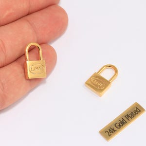 10x18mm 24k Shiny Gold Padlock Charms, Mini Lock Charms, Love Lock Charm, Lock Pendant, Dainty Charms, Gold Plated Findings, MTE558
