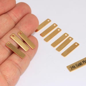 5 x 20 mm 24k glänzendes Gold Namensschild Bar, Rechteck Anhänger, personalisierte Anhänger, Armbandverbinder, Bar Halskette, Schmuckzubehör, MTE1166