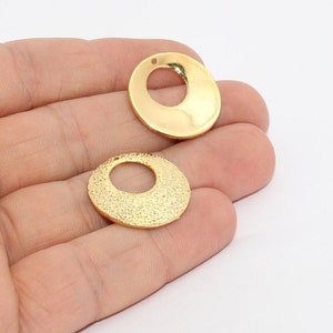 6 Pcs 22mm 24k Shiny Gold Hoop Pendant, Hoop Necklace Charms, Gold Charm, Gold Pendant, Hoop Earrings, Charms, Gold Plated Findings, MTE980