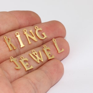 7x11mm 24k Shiny Gold Letter Charm, Initial Charms, Letter Pendant, Gold Letter Necklace, Personalized Necklace, Gold Plated Charms, HRF50