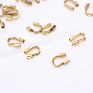 100 Pcs 3x5mm Wire Guardians, Raw Brass Brass Thread Protectors, Beading Wire Protectors, Cord End Tips, Bead tip, -Raw Brass Findings, CR47