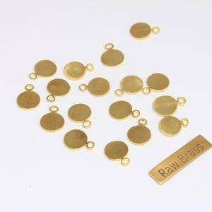 8mm Raw Brass Coin Charms, Stamping Disc, Round Charms, Connector Charms, Mini Personalized Disc Beads, Raw Brass Findings, ROSE483