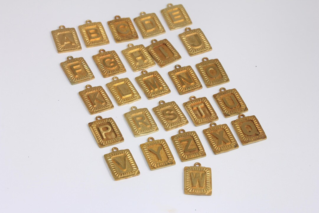 Raw Letters 15x24mm Raw Brass Letters, Square Letter Charms, Letter Medallion ...