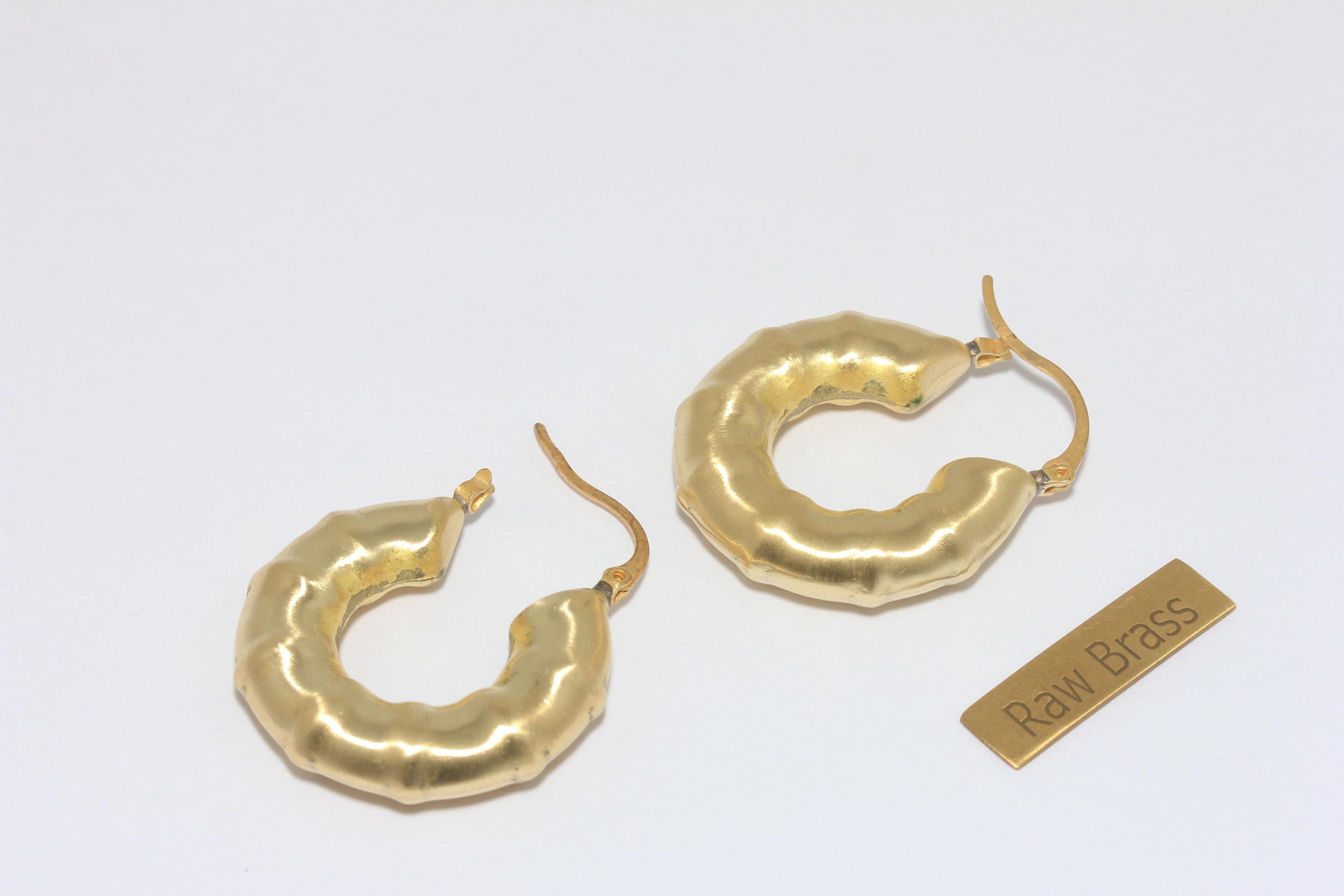 アクセサリー BASENOTES 30mm hoop earrings 30mm Textured Raw Brass Hoop Earrings, Midi Hoops, KPT68 - Etsy