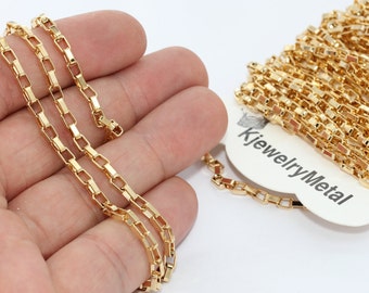 3mm Shiny Gold Plated Rolo Chain, Bulk Jewelry Supplies, Link Chain, BXB287