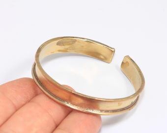 10mm Raw Brass Inlay Cuff Bracelet, Channel Bangle, CHK209-1