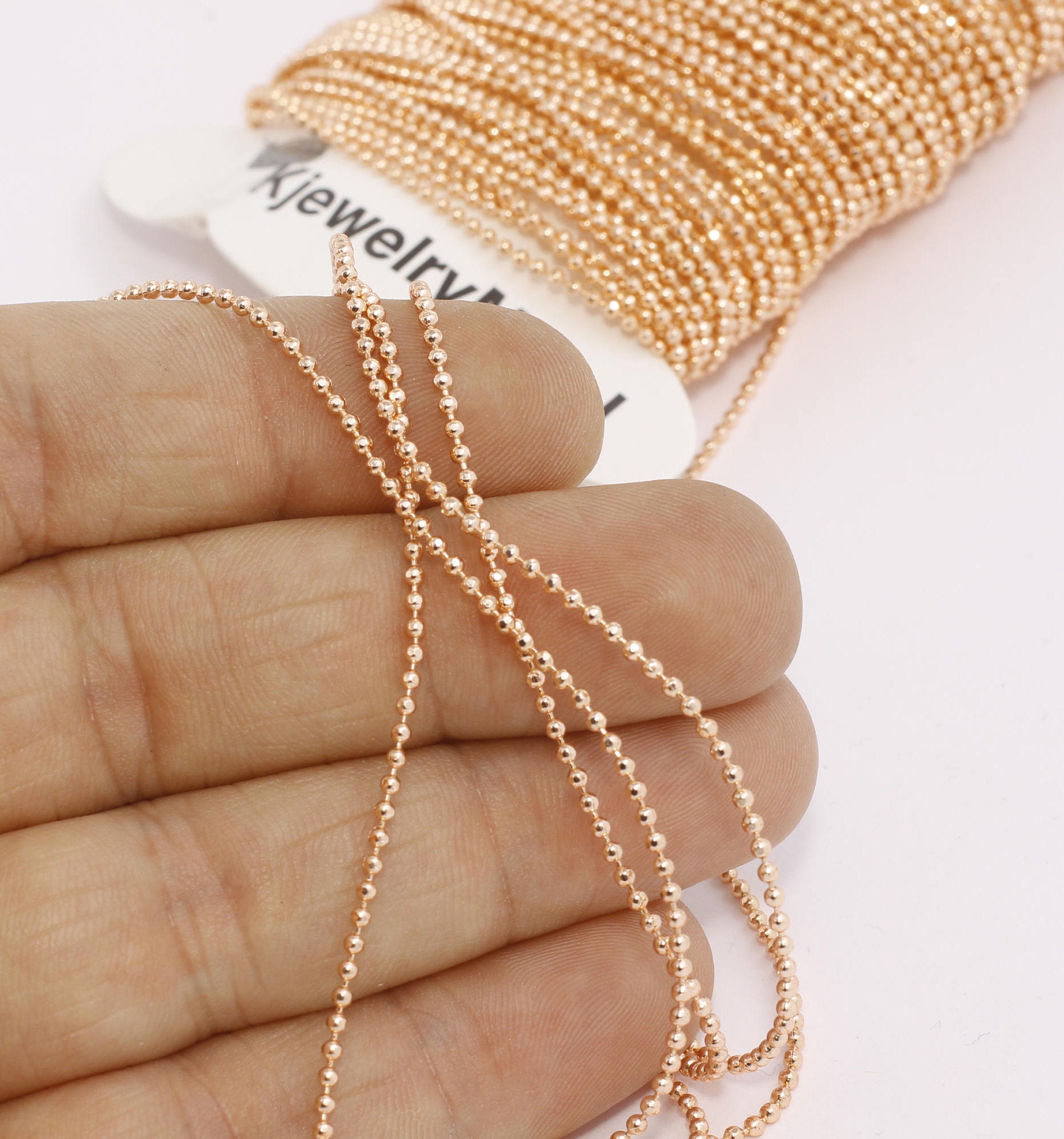 15mm Rose Gold Ball Chain Faceted Ball 