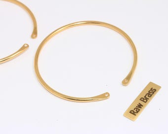 Raw Brass Cuff Bangle, Minimalist Stacking Bracelet (2.2mm), BRT88