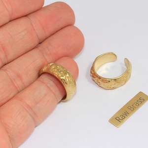 Bague en laiton brut 17-18 mm, anneau texturé, anneau en laiton réglable, anneaux de jonc, anneaux martelés, accessoires en laiton brut, MTE488