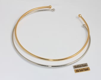 3 mm 24k glänsande guld- eller rodiumpläterad kulchoker, trådchokerhalsband, justerbara chokerfästen, elegant halsmanschett, halsband,