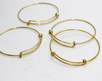 10 Pcs Raw Brass Memory Wire Expandable Bangle Bracelet (1.6mm), CHK187