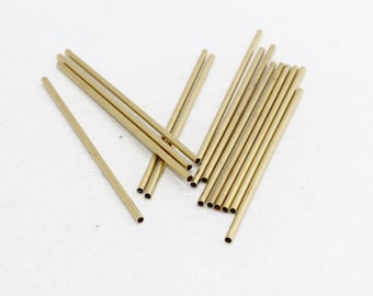 25 Pcs 2x60mm Raw Brass Tube Beads, Tubes, Round Tube Beads, CHK4