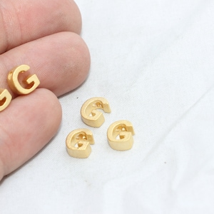 6x7mm 24k Matt Gold Letter Charms, Letter Beads, Gold Initial Charms, Letter G, Gold Charms, Mini Pendant Charms, Alphabet Beads, GLDS, HRF8