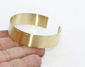 15x155mm RAW Brass Manchet armband, multi hole armband instellingen, armband Bangle, messing Bangle, ruwe messing bevindingen, UHB, TFK19