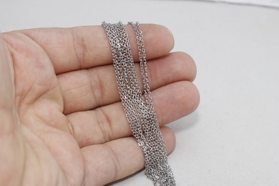 1,5x2mm Stainless Steel Cable Chain, Bulk Lot Chain, Dainty Necklace Chain, Tiny Soldered Chain, Stainless Steel Findings, BXB93