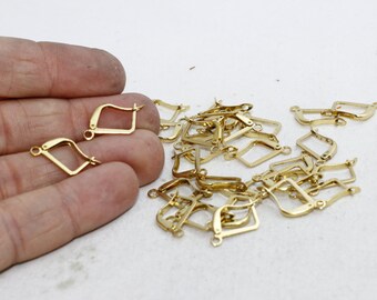 200 Pcs Raw Brass Leverback Earrings, 10x13mm, Earring Findings, LE, CHK9