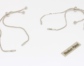 7" Rhodium Plated Adjustable Bracelet, Sliding Adjustable Bracelet, Chain Bracelet, Half-finished Bracelet, Adjustable Connector, KDR170-2