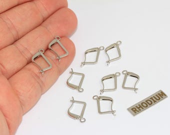 Rhodium Plated Leverback Earring Hooks, Silver Ear Wire Findings (10x13mm), LE, CMR97