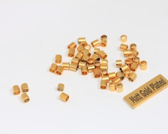 4x4mm Matt Gold Plated Brass Spacer Tubes, Bracelet Beads, Jewelry Making Supplies, BRT142