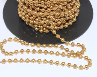 Raw Brass Ball Chain, 4mm Beaded Satellite Chain, Jewelry Making Supplies, KPT55