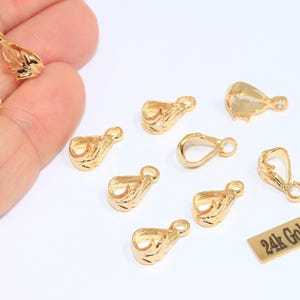 Conector de hoja para colgante de oro brillante de 24 k (6 x 10 mm), MLS1048