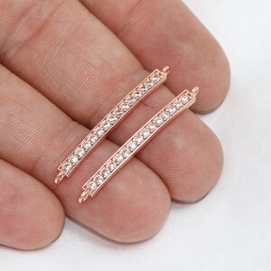 5 Pcs 3x35mm Rose Gold Bracelet Bar, CZ Bar Bracelet, Micro Pave Bar, Micro Pave Bracelet Connector, CZ Charms, Micro Pave Bracelet, ZRCN526