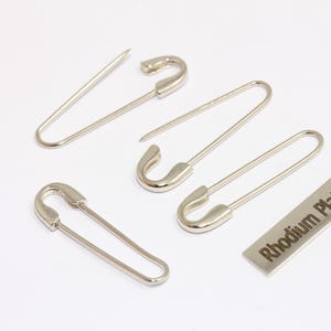 8x29mm Rhodium Plated Safety Pin Charm, Safety Pin Pendant, Safety Pin Necklace Charms, Connector Charms, Silver Plated Charms, XP19