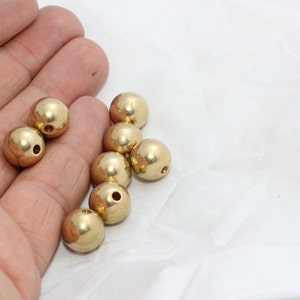 10 Pcs 10mm Raw Brass Beads, Solid Brass Beads, Round Beads, BDS11