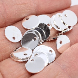 25 Pcs 8mm Silver Plated Coins, Coins, Drop Charms, Round Charms, Stamping Blanks, Stamping Tag, Silver Plated Findings, VT, ALS30