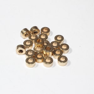 50 Pcs 6mm Raw Brass Spacer Beads, Brass Spacers, Rondelle Beads, Round Brass Beads, Connector Beads, Raw Brass Findings, RR, KA35