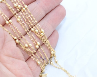 16,5 Feet 4mm 18k Shiny Gold Satellite Chain, Soldered Ball Chains, Beaded Necklace Chains, Bulk Lot Chains, Gold Plated Chains, FBC, BXB5
