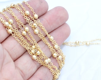 24k Matte Gold Plated Satellite Chain, 4mm Ball, 16.5 Feet, FBC, BXB4